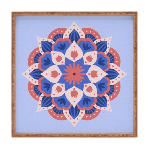 Angela Minca Modern floral mandala Square Tray