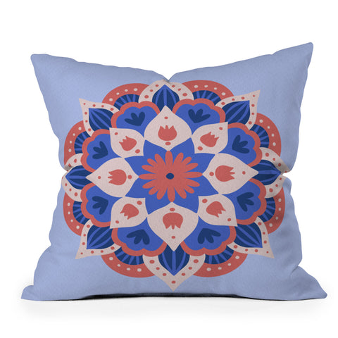 Angela Minca Modern floral mandala Throw Pillow