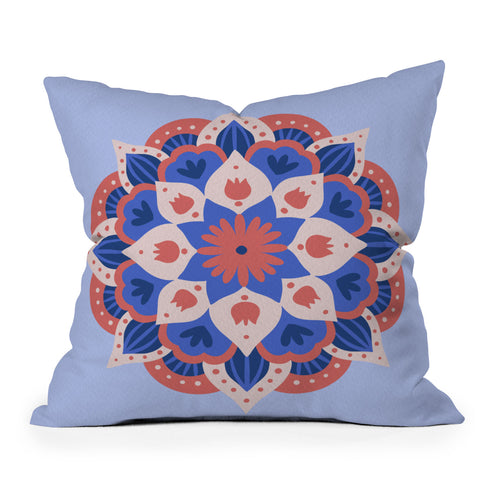 Angela Minca Modern floral mandala Throw Pillow