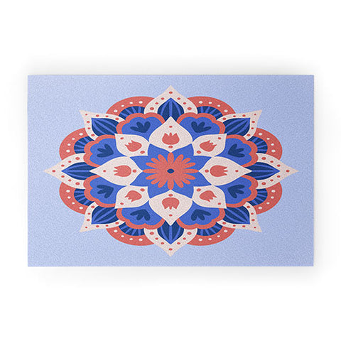 Angela Minca Modern floral mandala Welcome Mat