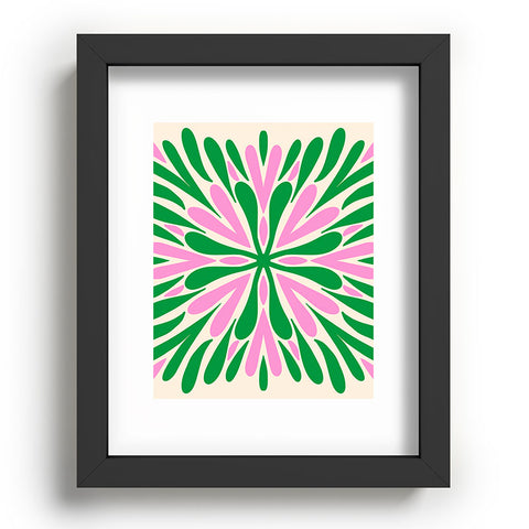 Angela Minca Modern Petals Green and Pink Recessed Framing Rectangle