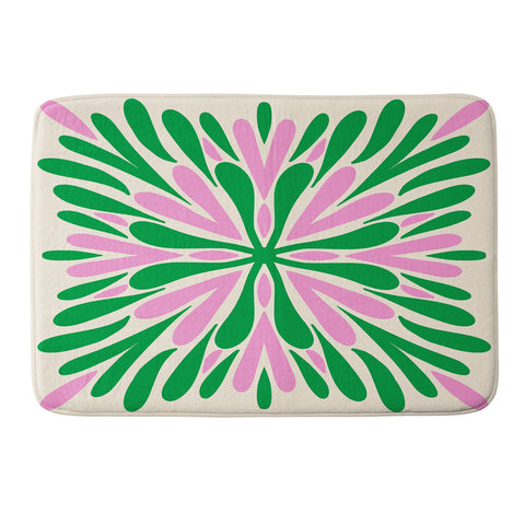 Angela Minca Modern Petals Green and Pink Memory Foam Bath Mat