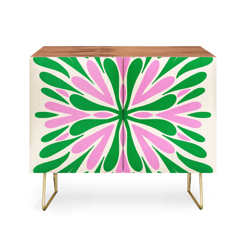 Angela Minca Modern Petals Green and Pink Credenza