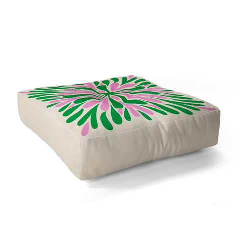 Angela Minca Modern Petals Green and Pink Floor Pillow Square