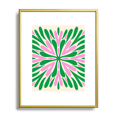 Angela Minca Modern Petals Green and Pink Metal Framed Art Print