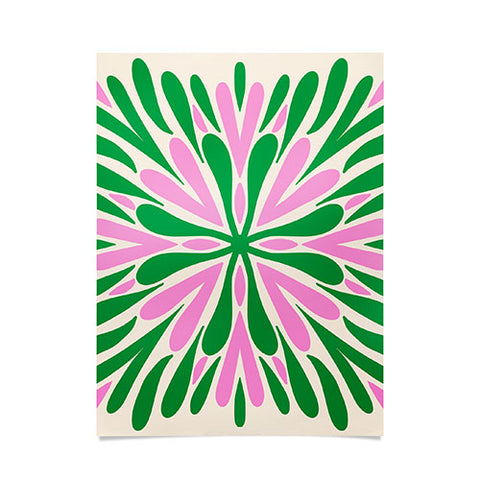 Angela Minca Modern Petals Green and Pink Poster