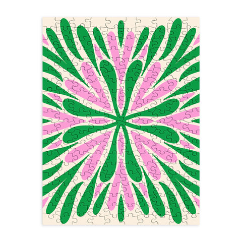Angela Minca Modern Petals Green and Pink Puzzle