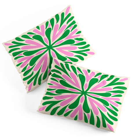 Angela Minca Modern Petals Green and Pink Pillow Shams