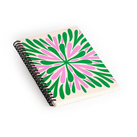 Angela Minca Modern Petals Green and Pink Spiral Notebook