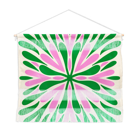 Angela Minca Modern Petals Green and Pink Wall Hanging Landscape