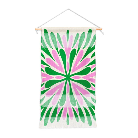 Angela Minca Modern Petals Green and Pink Wall Hanging Portrait