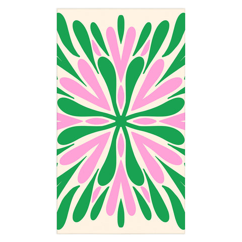 Angela Minca Modern Petals Green and Pink Tablecloth