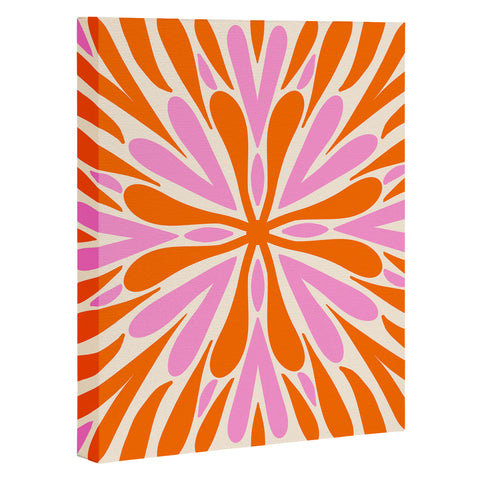 Angela Minca Modern Petals Orange and Pink Art Canvas