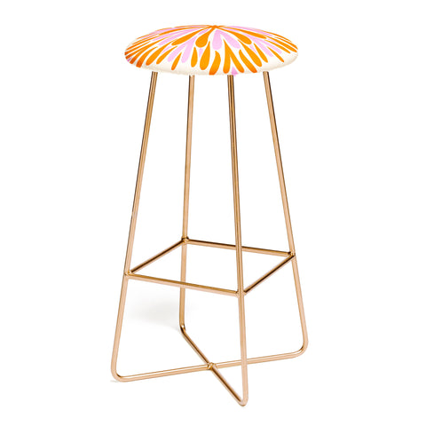 Angela Minca Modern Petals Orange and Pink Bar Stool