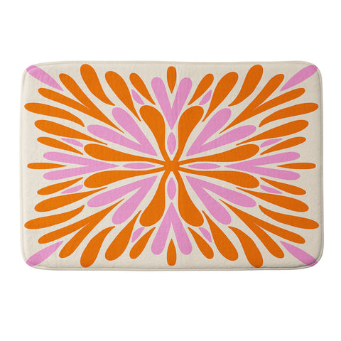 Angela Minca Modern Petals Orange and Pink Memory Foam Bath Mat