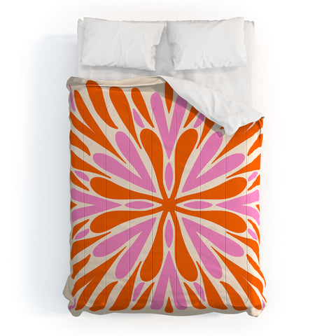 Angela Minca Modern Petals Orange and Pink Comforter