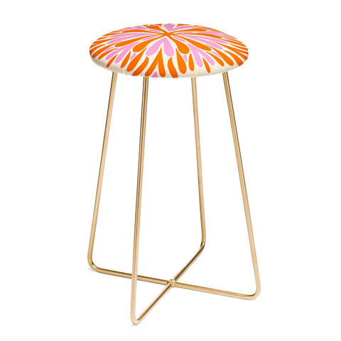 Angela Minca Modern Petals Orange and Pink Counter Stool