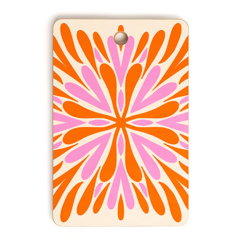 Angela Minca Modern Petals Orange and Pink Cutting Board Rectangle