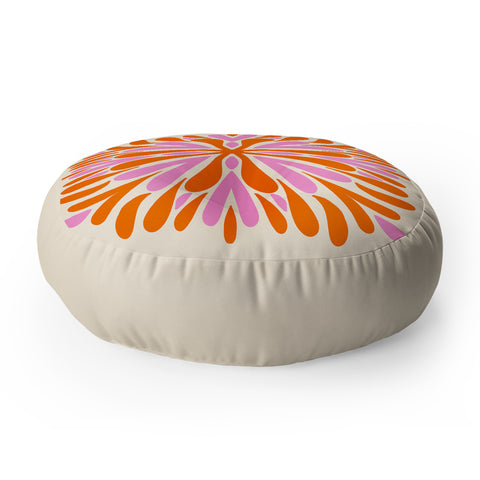 Angela Minca Modern Petals Orange and Pink Floor Pillow Round
