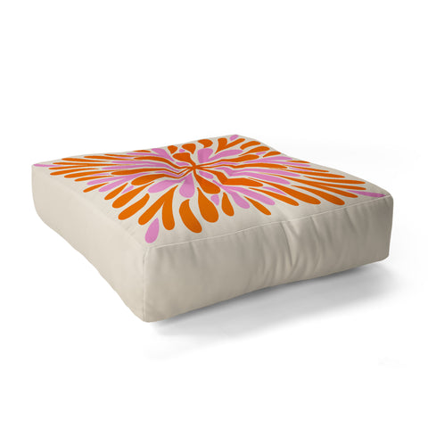 Angela Minca Modern Petals Orange and Pink Floor Pillow Square