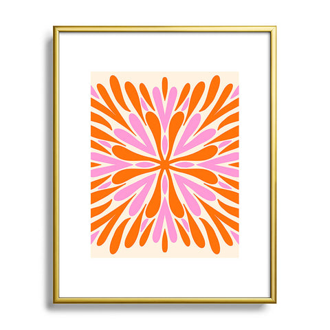Angela Minca Modern Petals Orange and Pink Metal Framed Art Print
