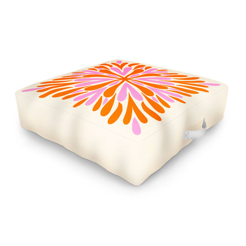 Angela Minca Modern Petals Orange and Pink Outdoor Floor Cushion