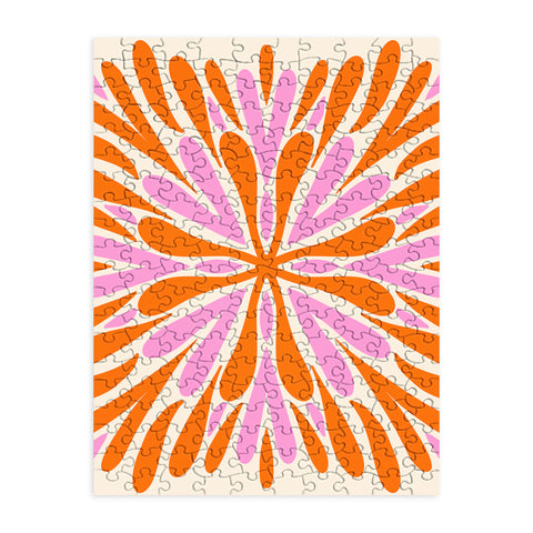 Angela Minca Modern Petals Orange and Pink Puzzle