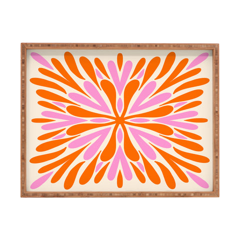 Angela Minca Modern Petals Orange and Pink Rectangular Tray