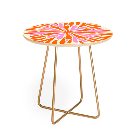 Angela Minca Modern Petals Orange and Pink Round Side Table