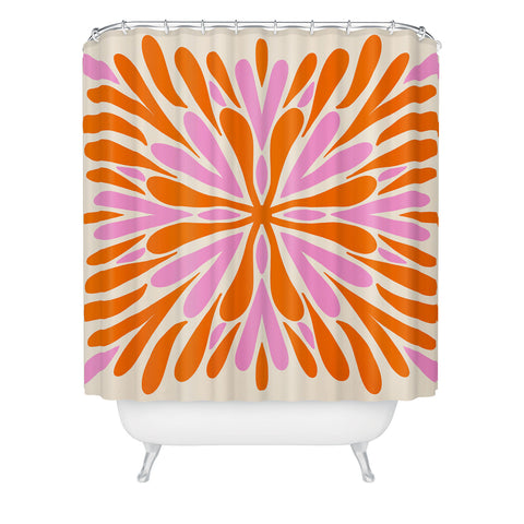 Angela Minca Modern Petals Orange and Pink Shower Curtain