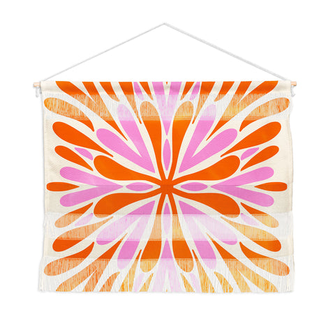 Angela Minca Modern Petals Orange and Pink Wall Hanging Landscape