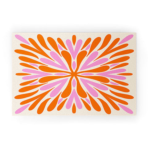 Angela Minca Modern Petals Orange and Pink Welcome Mat