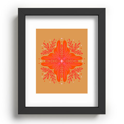 Angela Minca Orange Abstract Flower Recessed Framing Rectangle