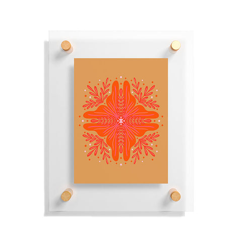 Angela Minca Orange Abstract Flower Floating Acrylic Print