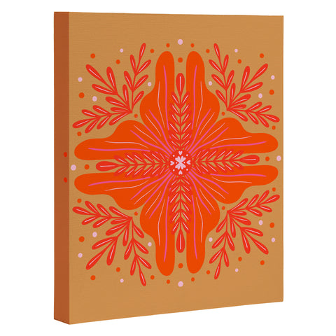 Angela Minca Orange Abstract Flower Art Canvas