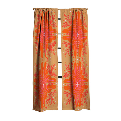 Angela Minca Orange Abstract Flower Blackout Non Repeat