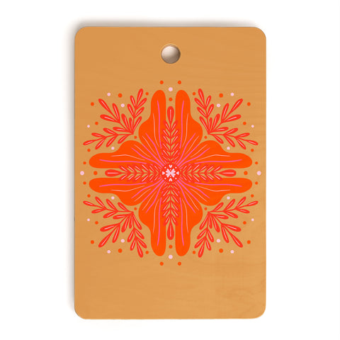 Angela Minca Orange Abstract Flower Cutting Board Rectangle