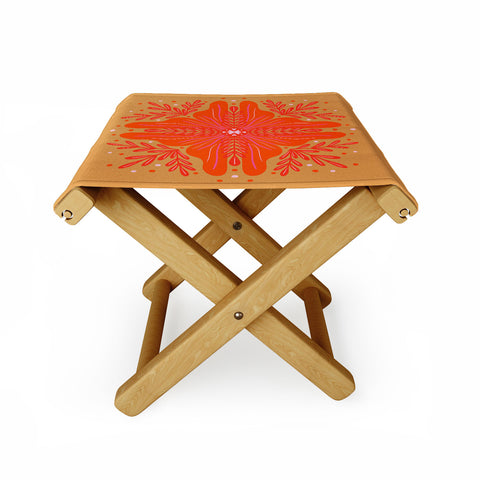 Angela Minca Orange Abstract Flower Folding Stool