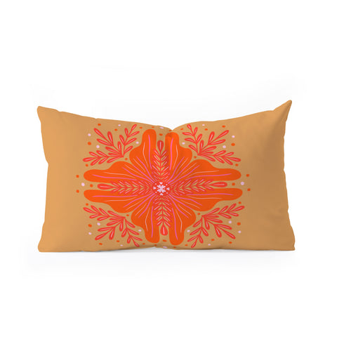 Angela Minca Orange Abstract Flower Oblong Throw Pillow