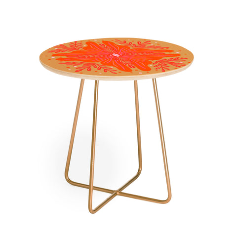 Angela Minca Orange Abstract Flower Round Side Table