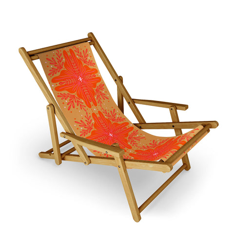 Angela Minca Orange Abstract Flower Sling Chair