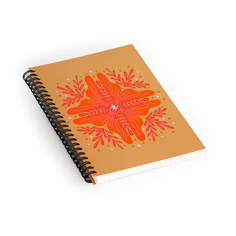 Angela Minca Orange Abstract Flower Spiral Notebook