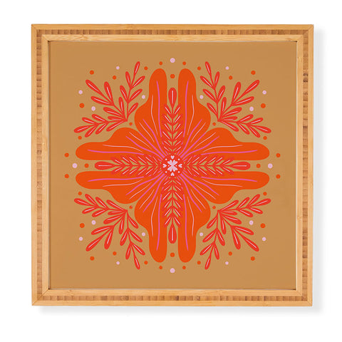 Angela Minca Orange Abstract Flower Framed Wall Art