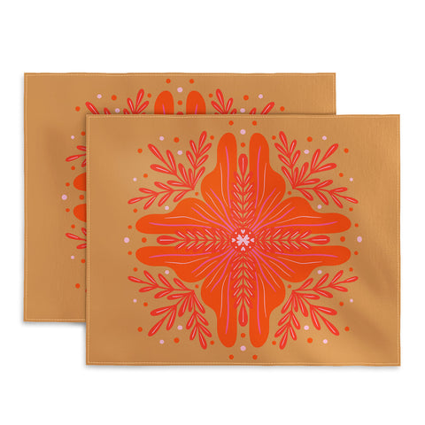 Angela Minca Orange Abstract Flower Placemat