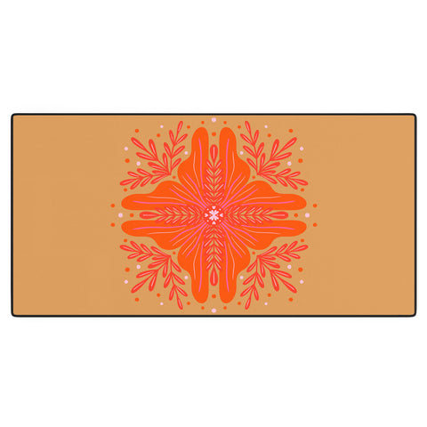 Angela Minca Orange Abstract Flower Desk Mat