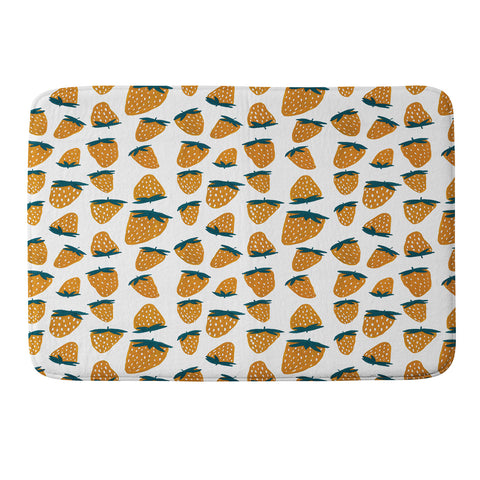 Angela Minca Organic orange strawberries Memory Foam Bath Mat