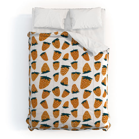 Angela Minca Organic orange strawberries Comforter