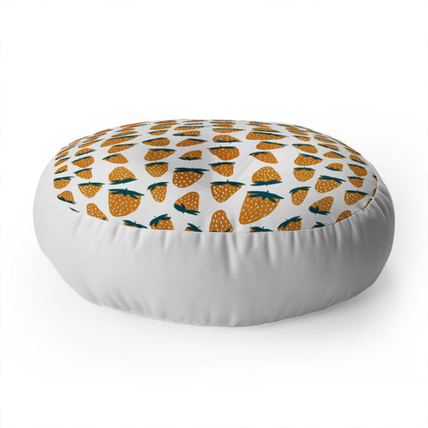 Angela Minca Organic orange strawberries Floor Pillow Round