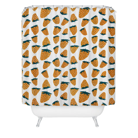 Angela Minca Organic orange strawberries Shower Curtain