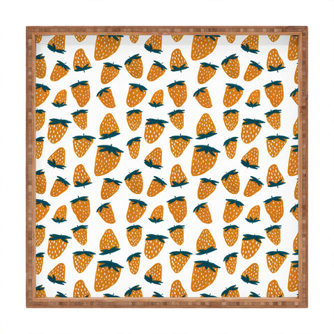 Angela Minca Organic orange strawberries Square Tray